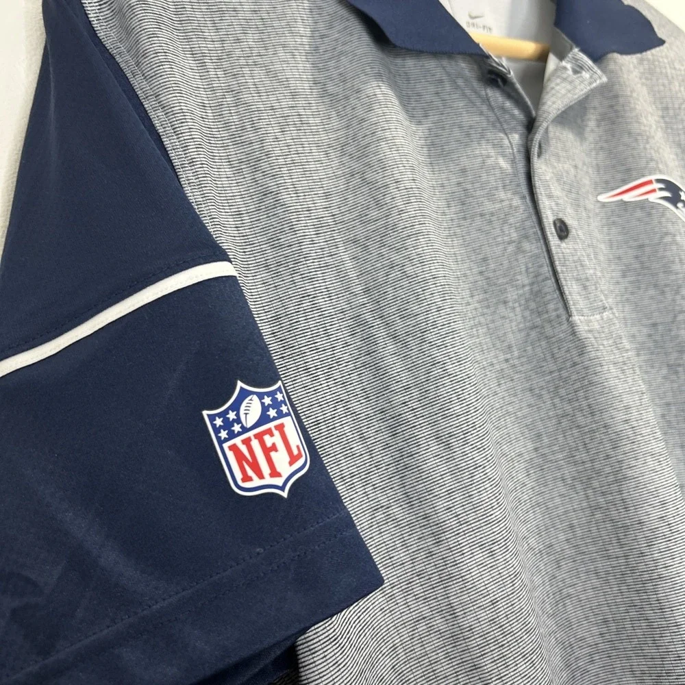 New England Patriots Nike On field Apparel Dri-Fit 2 Button Shirt Men's Large